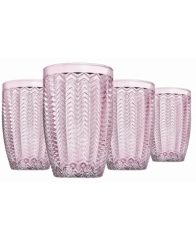 Godinger Carson Modern Vintage Highball Glasses, Set Of Four In Pink
