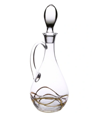 Classic Touch Vivid Wine Decanter With Handle- 14k Gold Swirl Design In Clear