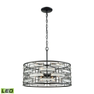 Elk Lighting Lineo 6 Light Chandelier In Matte Black With Clear Crystal