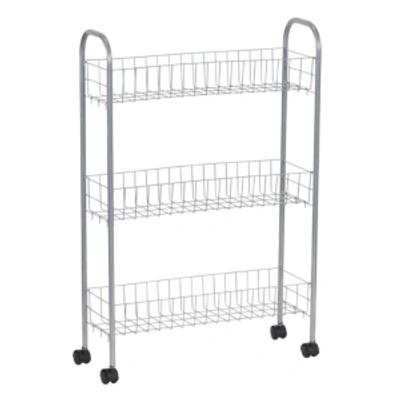 Household Essentials Slimline 3-shelf Utility Cart In Satin Silver