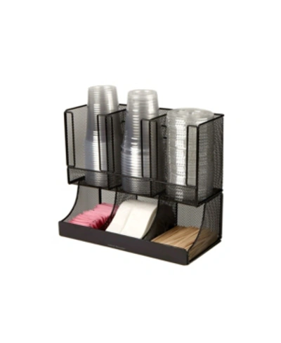 Mind Reader 6 Compartment Upright Breakroom Coffee Condiment And Cup Storage Organizer In Black