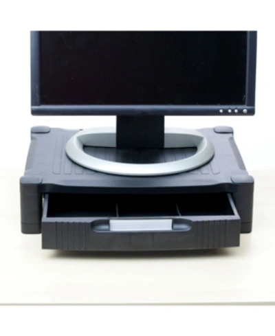 Mind Reader Monitor Stand Riser With Drawer Storage For Computer, Laptop, Desk, Imac, Dell, Hp, Printer In Black