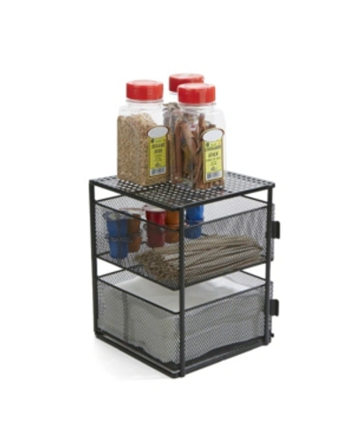 Mind Reader Rotating All Purpose 2 Tier Shelf, Baskets, Drawers With Magnets In Black