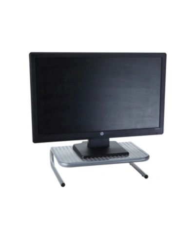 Mind Reader Metal Monitor Stand With Keyboard Storage Space In Silver