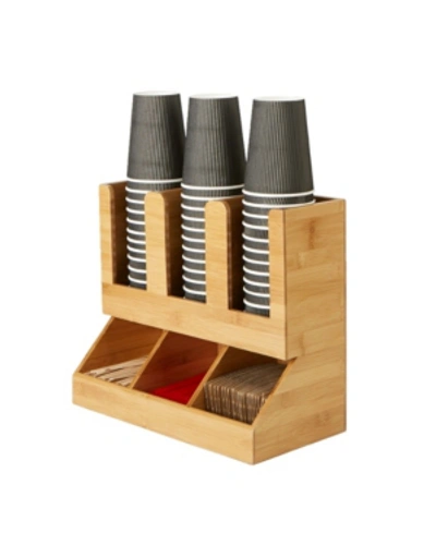 Mind Reader 6 Compartment Upright Coffee Condiment And Cup Storage Organizer In Brown