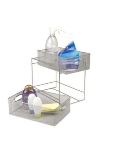Mind Reader 2 Tier Metal Mesh Storage Baskets Organizer, Home, Office, Kitchen, Bathroom In Silver