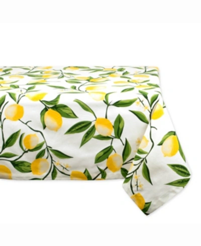 Design Imports Lemon Bliss Print Table Cloth 52" X 52" In Yellow