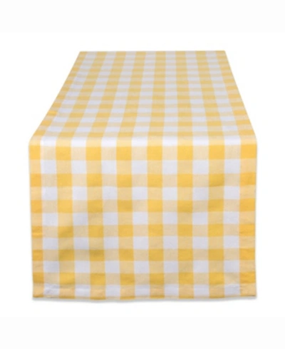 Design Imports Checkers Table Runner 14" X 72" In Yellow