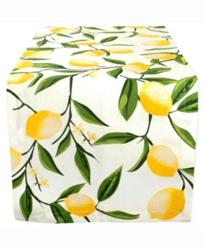 Design Imports Lemon Bliss Print Table Runner 14" X 108" In Yellow