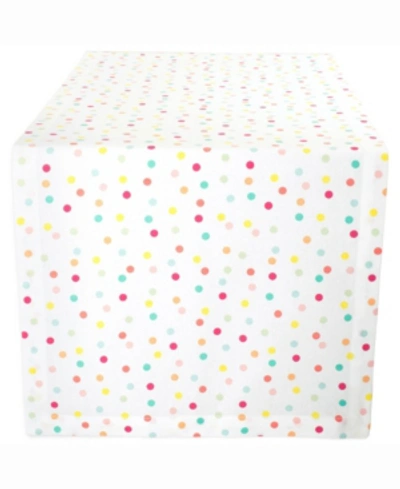 Design Imports Multi Polka Dots Print Table Runner 14" X 108" In Aqua