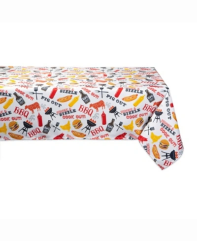 Design Imports Bbq Fun Print Outdoor Table Cloth With Zipper 60" X 120" In Red