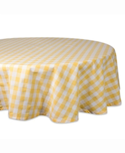 Design Imports Checkers Table Cloth 70" Round In Yellow