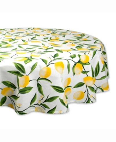 Design Imports Lemon Bliss Print Table Cloth 70" Round In Yellow