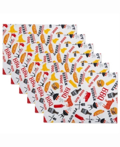 Design Imports Bbq Fun Print Outdoor Placemat Set Of 6 In Red