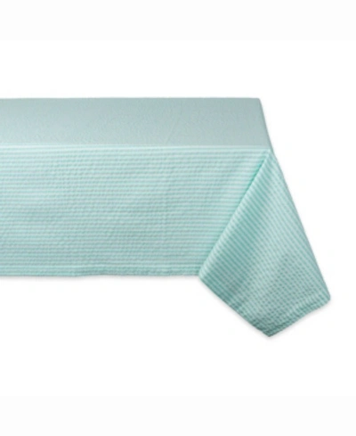 Design Imports Aqua Seersucker Table Cloth 60" X 84"