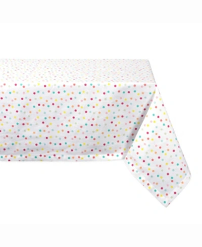Design Imports Multi Polka Dots Print Table Cloth 60" X 104" In Aqua