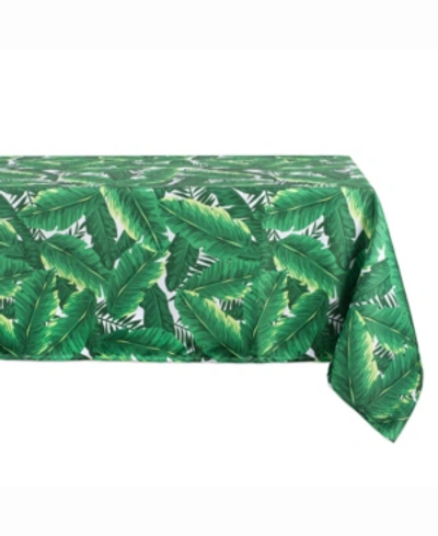 Design Imports Banana Leaf Outdoor Tablecloth With Zipper 60" X 84" In Green