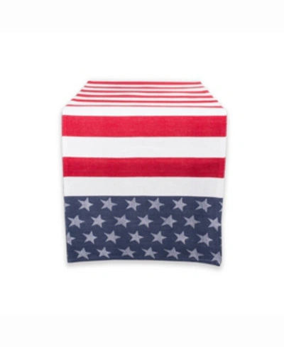 Design Imports Stars And Stripes Table Runner 14" X 54" In Red