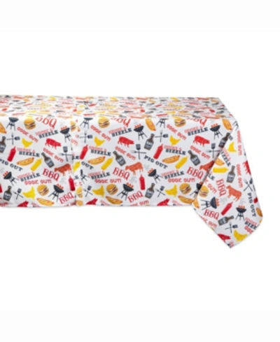 Design Imports Bbq Fun Print Outdoor Table Cloth 60" X 120" In Red
