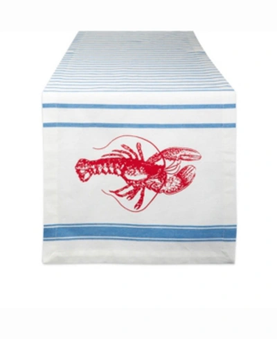 Design Imports Lobster Stripe Table Runner 14" X 72" In Blue