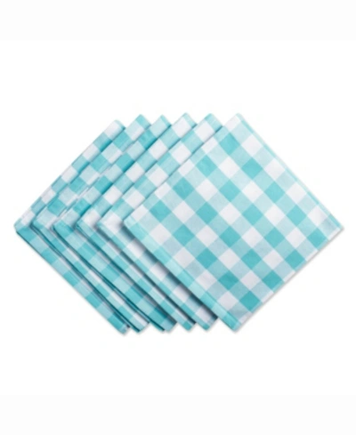 Design Imports Checkers Napkin Set Of 6 In Aqua