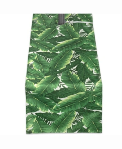 Design Imports Banana Leaf Outdoor Table Runner With Zipper 14" X 108" In Green