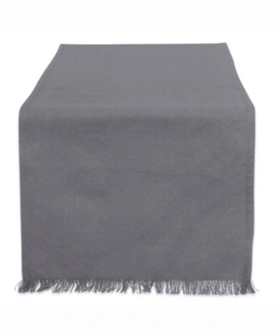 Design Imports Solid Gray Heavyweight Fringed Table Runner 14" X 72" In Grey