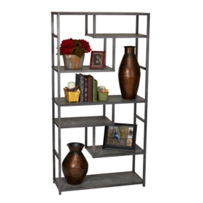 Household Essentials Slate Faux Concrete Tall Open Shelf Bookcase In Light Gray