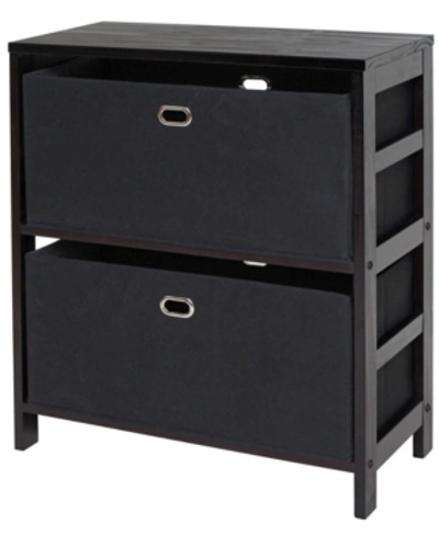 Winsome Torino 3-pc Set Storage Shelf With Fabric Baskets In Black