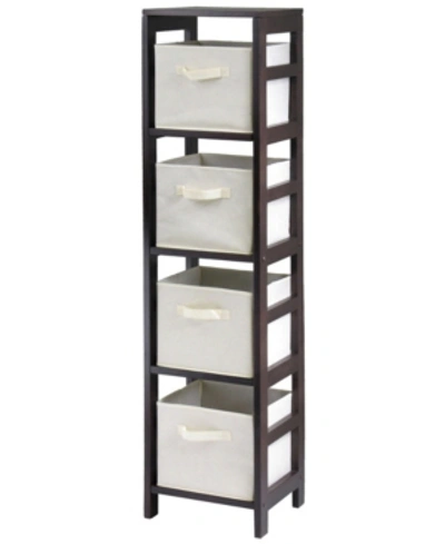Winsome Capri 4-section N Storage Shelf With 4 Foldable Fabric Baskets In Beige