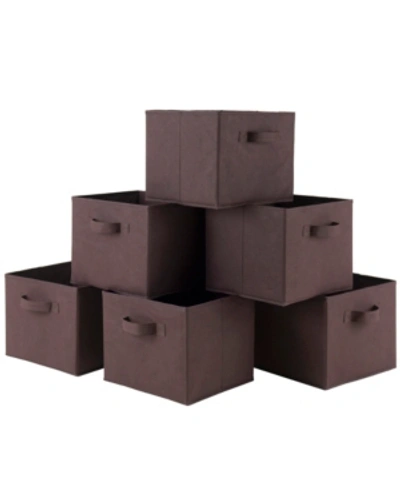 Winsome Capri Set Of 6 Foldable Chocolate Fabric Baskets