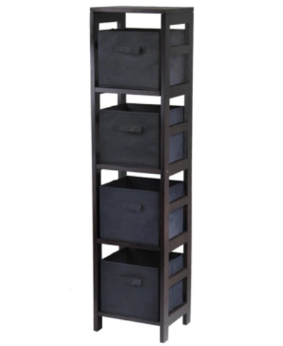 Winsome Capri 4-section N Storage Shelf With 4 Foldable Fabric Baskets In Black