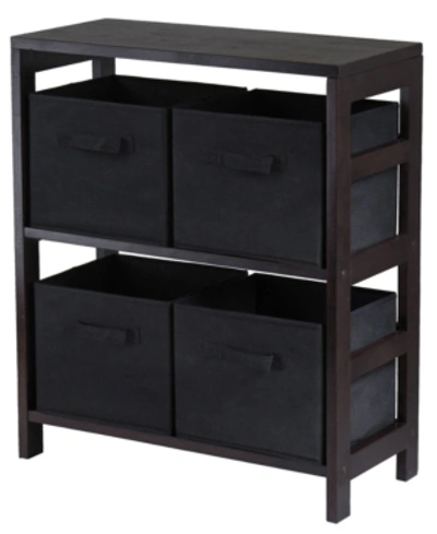 Winsome Capri 2-section M Storage Shelf With 4 Foldable Fabric Baskets In Black