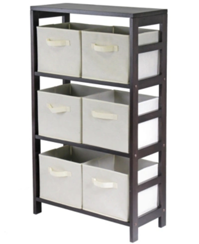 Winsome Capri 3-section M Storage Shelf With 6 Foldable Fabric Baskets In Espresso