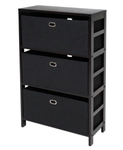 Winsome Torino 4-pc Set Storage Shelf With Black Fabric Baskets In Espresso