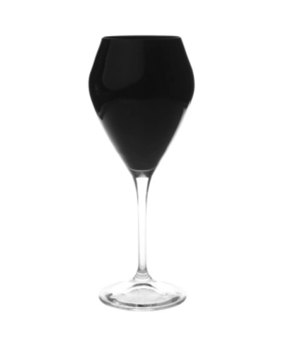 Classic Touch Set Of 6 Water Glasses With Clear Stem In Black