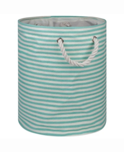 Design Imports Paper Bin Pinstripe, Round In Turquoise