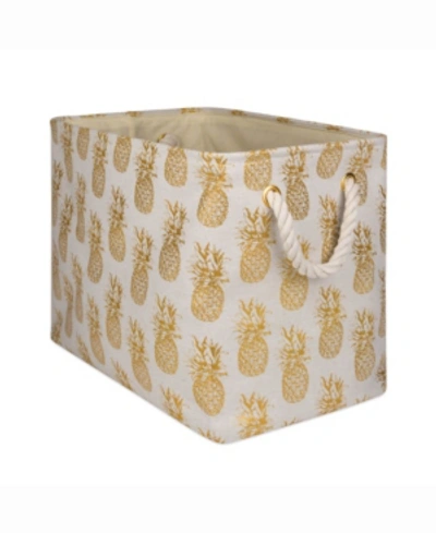 Design Imports Storage Bin Pineapple, Rectangle In Gold