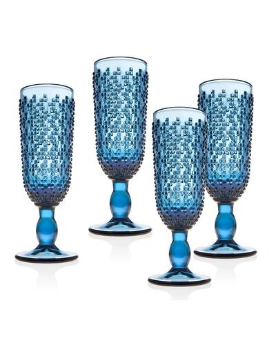 Godinger Alba Blue Champagne Flutes, Set Of 4
