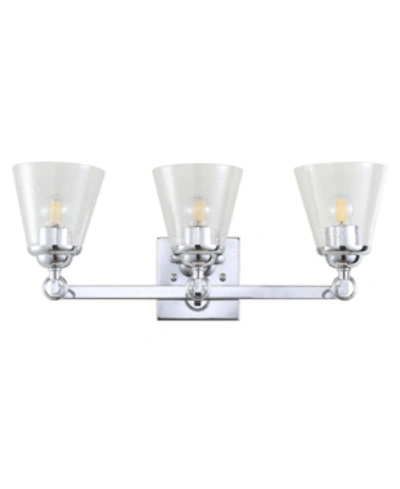 Jonathan Y Marion 3-light Hurricane Metal, Glass Vanity Light In Silver