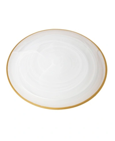 Classic Touch Set Of 4 Alabaster 12.75" Chargers With Rim In White