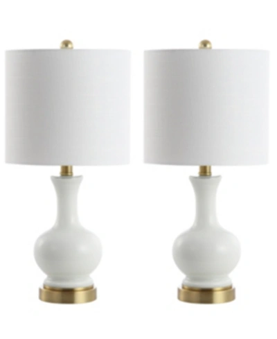 Jonathan Y Cox 22" Led Table Lamp - Set Of 2 In White,brass Gold