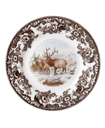 Spode Woodland American Wildlife Elk Dinner Plate In Brown