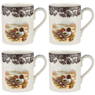 Spode Woodland Pintail Mug Set/4 In Brown