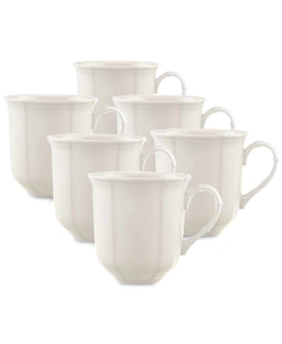 Villeroy & Boch Manoir Mugs, Set Of 6 In White