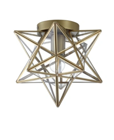 Jonathan Y Stella Moravian Star Metal/glass Led Flush Mount In Gold