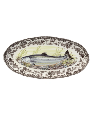 Spode Woodland King Salmon Fish Dish In Brown