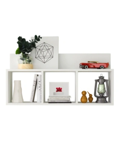 Danya B . Triple Cubed Shelf With Ledge - Wall Mount Cubie Shelf In White