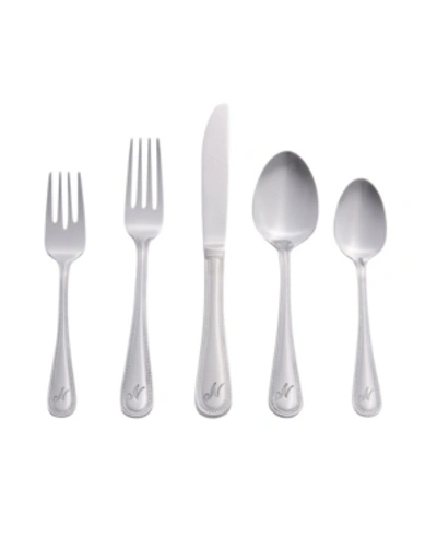 Riverridge Home Riverridge Beaded 46 Piece Monogrammed Flatware Set - N, Service For 8 In Silver