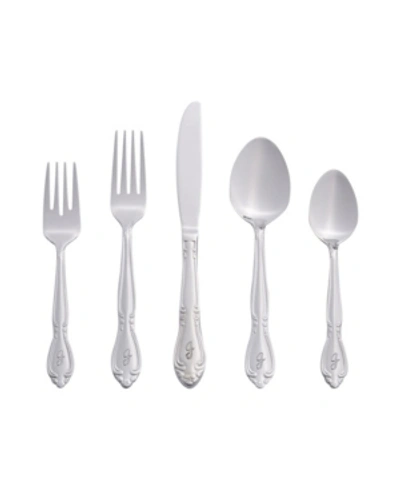 Riverridge Home Riverridge Rose 46 Piece Monogrammed Flatware Set In Silver